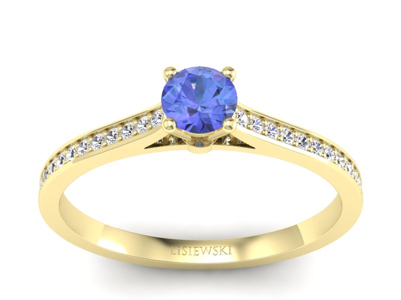 Pierścionek zaręczynowy z tanzanitem i brylantami - p16432zt - 1