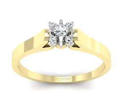 Pierścionek z diamentami żółte i białe złoto - p16434zb