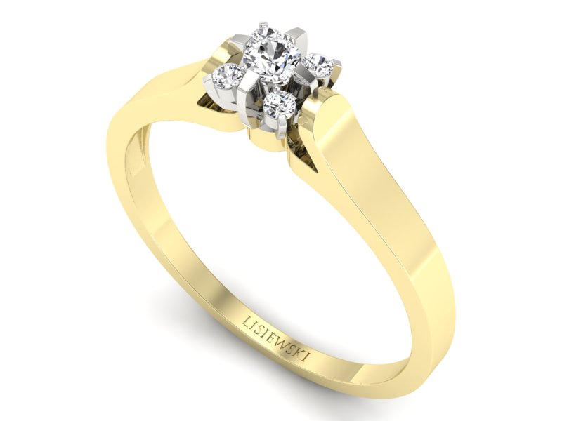 Pierścionek z diamentami żółte i białe złoto - p16434zb - 3