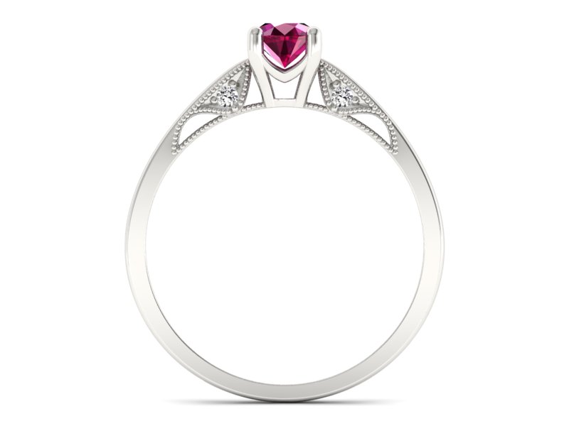 Pierścionek z rubinem i brylantami białe złoto - p16435br - 2