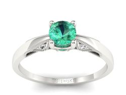 Złoty Pierścionek ze szmaragdem i brylantami - p16435bsm