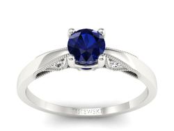 Pierścionek z szafirem i brylantami białe złoto - p16435bsz