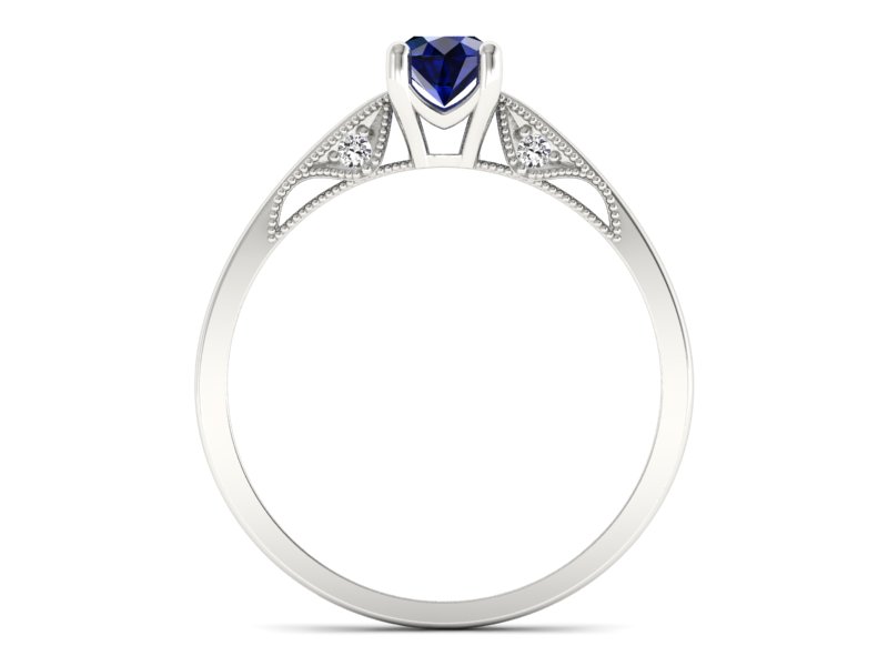 Pierścionek z szafirem i brylantami białe złoto - p16435bsz - 2