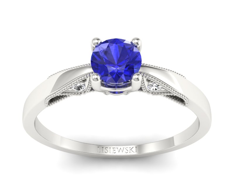 Pierścionek zaręczynowy z szafirem z brylantami - p16435bszc - 1