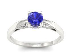 Pierścionek zaręczynowy z szafirem z brylantami - p16435bszc