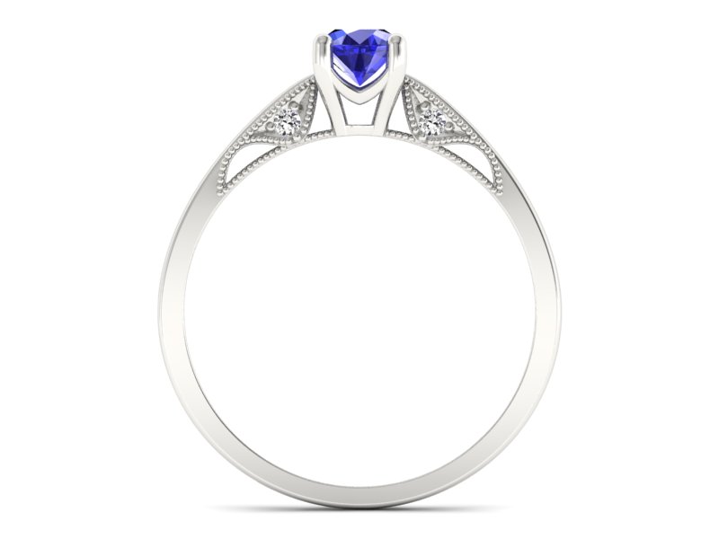 Pierścionek zaręczynowy z szafirem z brylantami - p16435bszc - 2