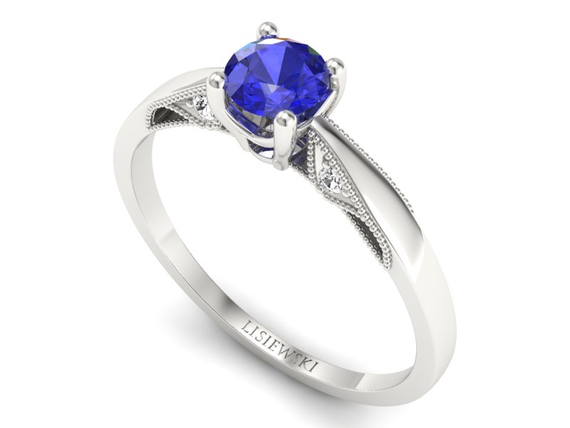 Pierścionek zaręczynowy z szafirem z brylantami - p16435bszc - 3