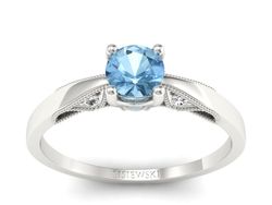 Pierścionek z topazem i brylantami białe złoto - p16435btp