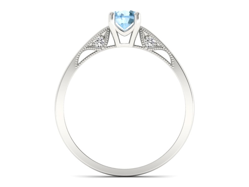 Pierścionek z topazem i brylantami białe złoto - p16435btp - 2