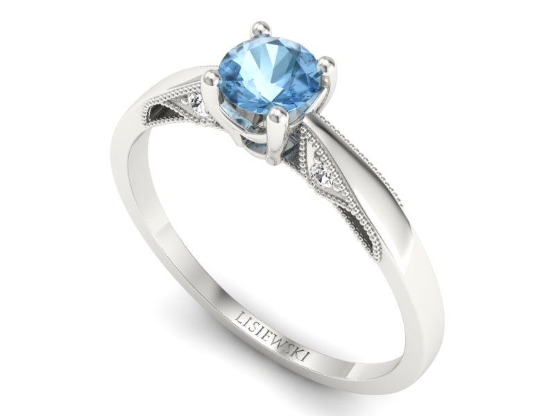 Pierścionek z topazem i brylantami białe złoto - p16435btp - 3