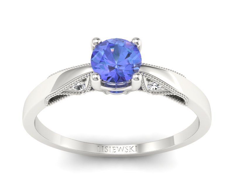 Pierścionek z platyny z tanzanitem i brylantami - p16435ptt - 1