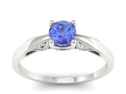 Pierścionek z platyny z tanzanitem i brylantami - p16435ptt