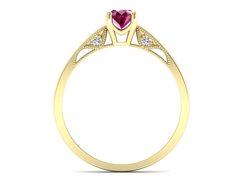 Pierścionek z rubinem i brylantami żółte złoto - p16435zr - 2
