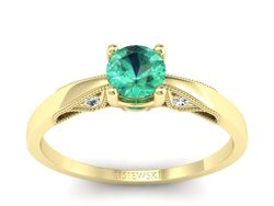 Złoty Pierścionek ze szmaragdem i diamentami - p16435zsm