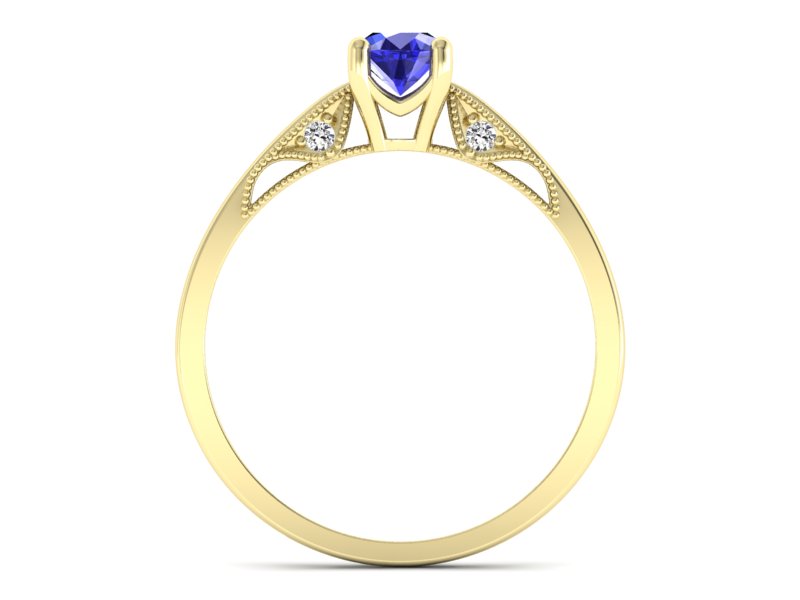 Złoty pierścionek z szafirem i diamentami - p16435zszc - 2