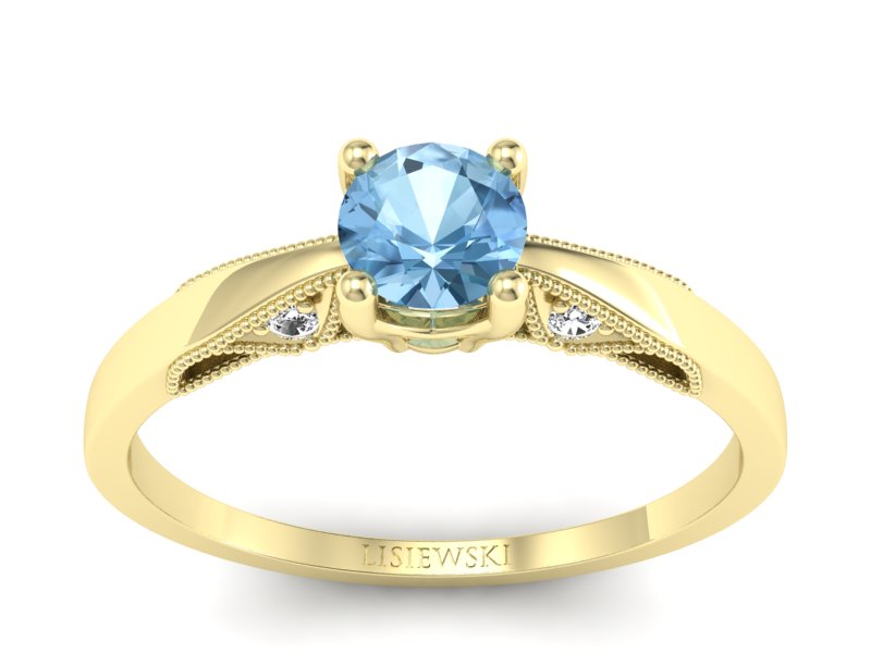 Pierścionek z topazem i brylantami żółte złoto - p16435ztp - 1