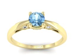 Pierścionek z topazem i brylantami żółte złoto - p16435ztp