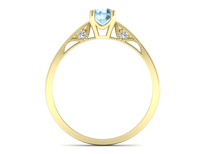 Pierścionek z topazem i brylantami żółte złoto - p16435ztp - 2