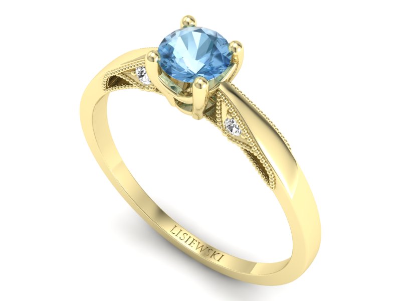 Pierścionek z topazem i brylantami żółte złoto - p16435ztp - 3