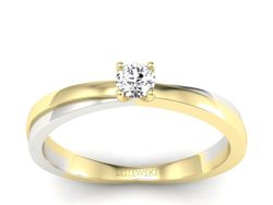 Pierścionek z diamentem żółte i białe złoto 585 - p16437zb