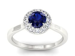 Pierścionek zaręczynowy z szafirem i brylantami - p16438bsz