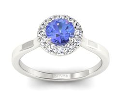 Pierścionek z tanzanitem białe złoto z brylantami - p16438bt