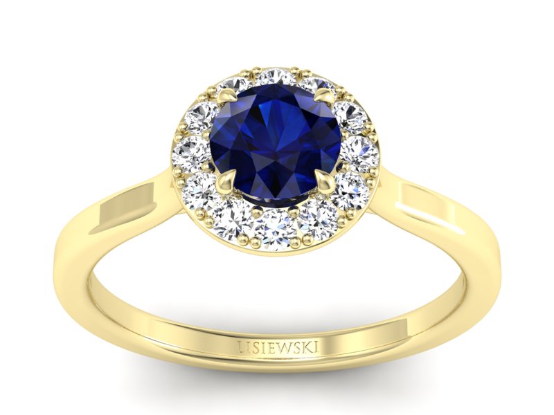 Pierścionek zaręczynowy z szafirem i diamentami - p16438zsz - 1