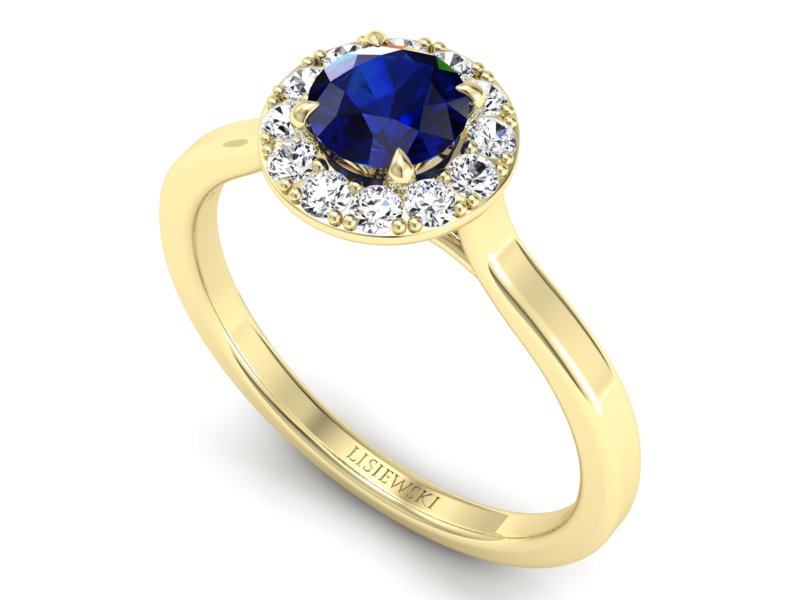 Pierścionek zaręczynowy z szafirem i diamentami - p16438zsz - 3