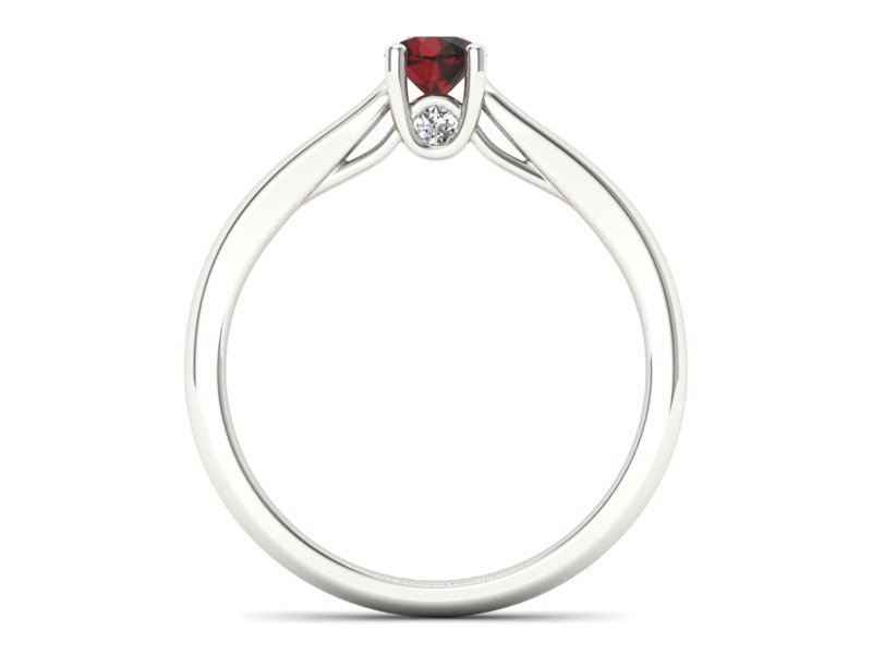 Pierścionek z granatem i brylantami białe złoto - p16442bgr - 2