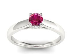 Pierścionek z rubinem i brylantami białe złoto - p16442br