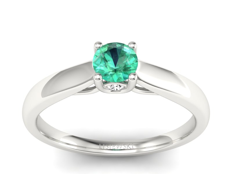 Złoty pierścionek ze szmaragdem i brylantami - p16442bsm - 1