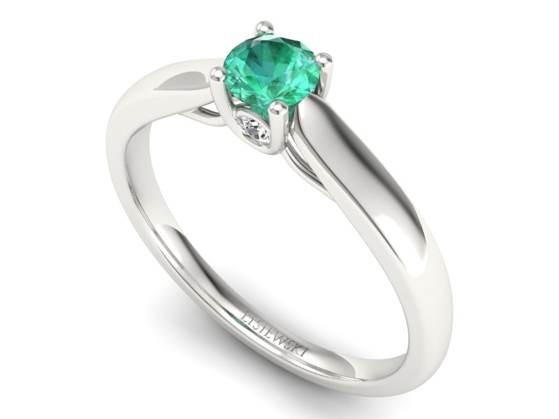 Złoty pierścionek ze szmaragdem i brylantami - p16442bsm - 3