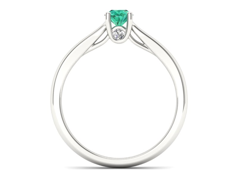 Złoty pierścionek ze szmaragdem i brylantami - p16442bsm - 2