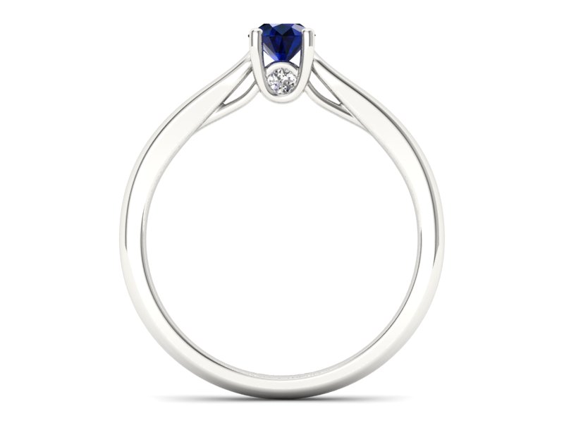 Pierścionek z szafirem i brylantami białe złoto - p16442bsz - 2