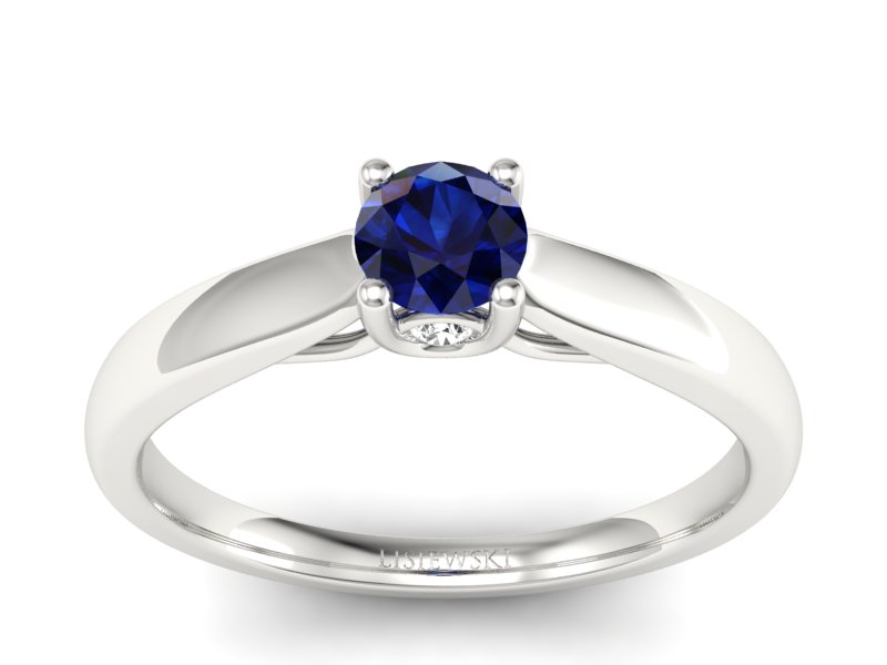 Pierścionek z szafirem i brylantami białe złoto - p16442bsz - 1