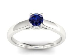 Pierścionek z szafirem i brylantami białe złoto - p16442bsz