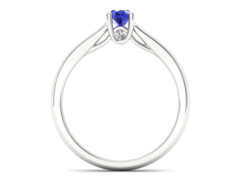 Pierścionek z szafirem i brylantem białe złoto - p16442bszc - 2