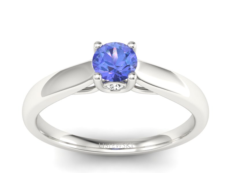 Złoty pierścionek z tanzanitem i brylantami - p16442bt - 1