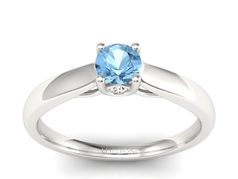 Pierścionek z topazem i brylantami białe złoto - p16442btp - 1