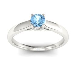 Pierścionek z topazem i brylantami białe złoto - p16442btp