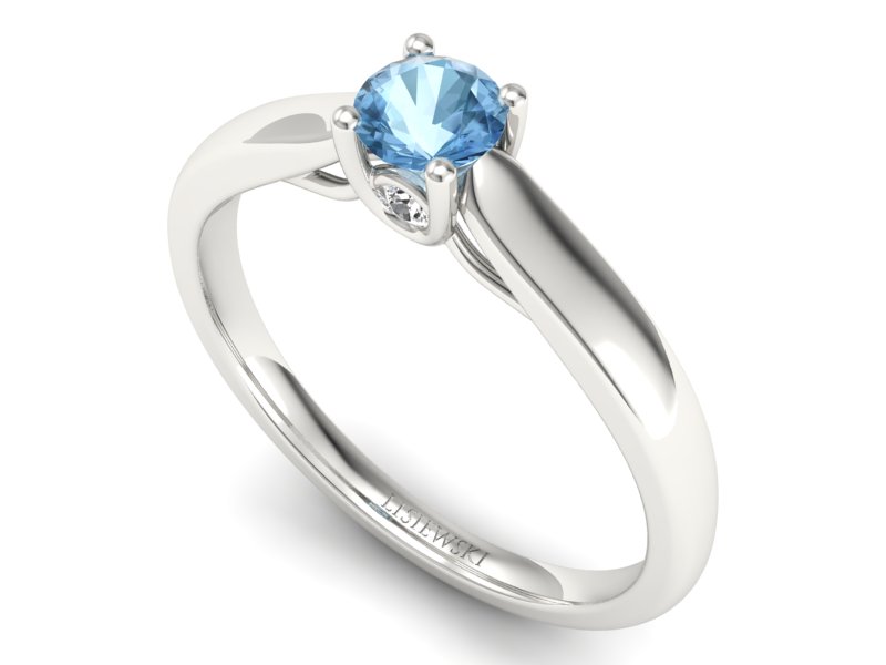 Pierścionek z topazem i brylantami białe złoto - p16442btp - 3
