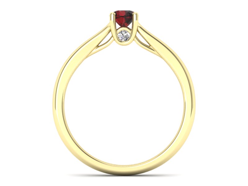 Złoty pierścionek z granatem i brylantami - p16442zgr - 2