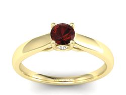 Złoty pierścionek z granatem i brylantami - p16442zgr