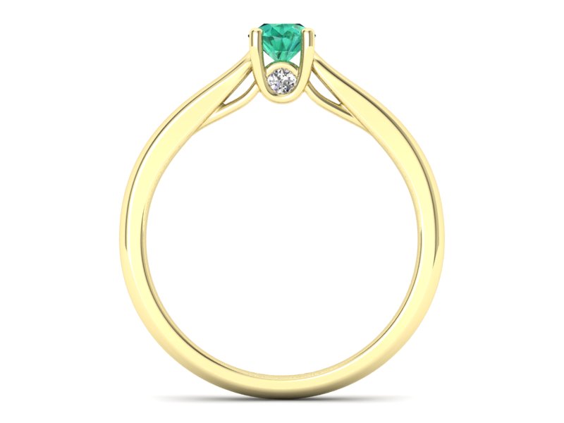 Złoty pierścionek ze szmaragdem i brylantami - p16442zsm - 2