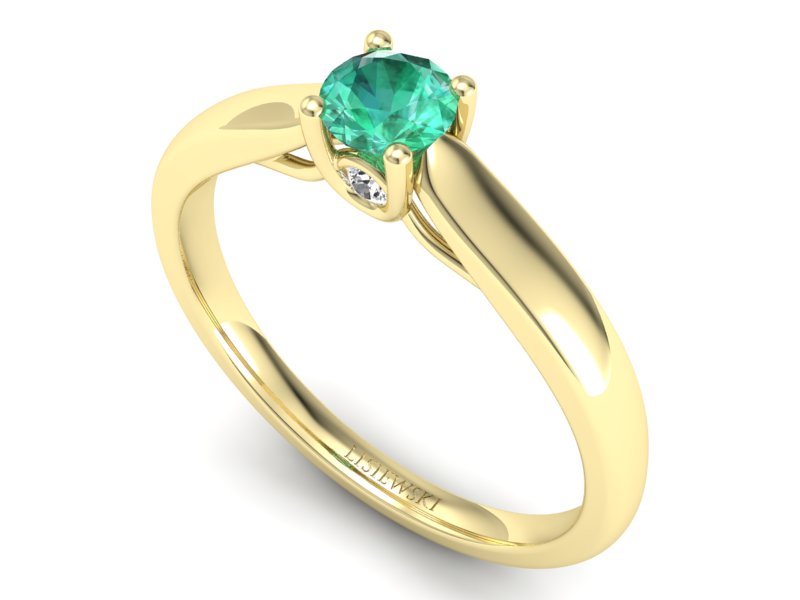 Złoty pierścionek ze szmaragdem i brylantami - p16442zsm - 3