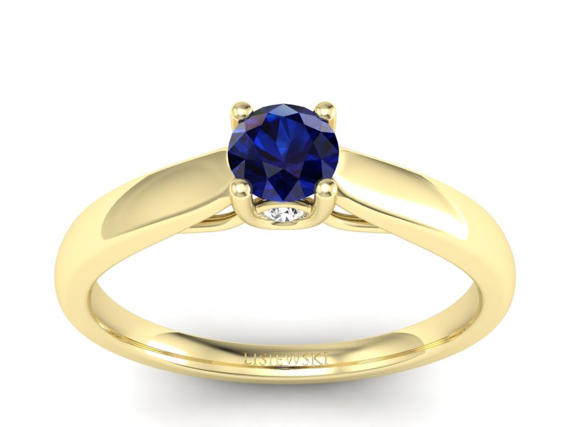 Złoty pierścionek z szafirem i brylantami - p16442zsz - 1