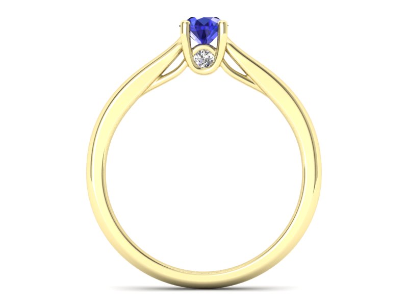 Złoty pierścionek z szafirem i diamentami - p16442zszc - 2