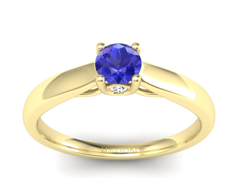 Złoty pierścionek z szafirem i diamentami - p16442zszc - 1