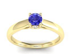 Złoty pierścionek z szafirem i diamentami - p16442zszc