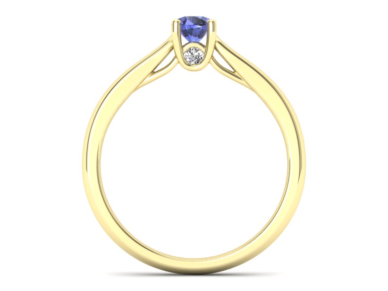 Pierścionek z tanzanitem i brylantami żółte złoto - p16442zt - 2